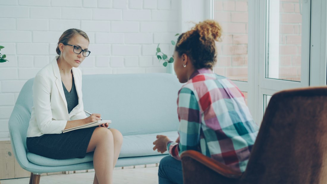 A therapist and a client in conversation
